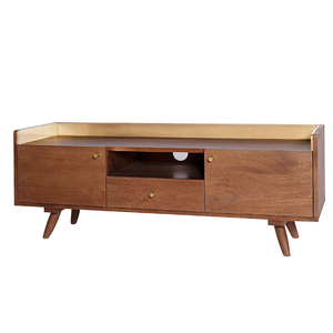 Teak wood cabinet with two <b>cupboards</b> and one drawer for the living room or bedroom to store modern design items - Product Image 2