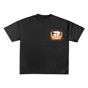 Cotton Black Men's Short Sleeve T-<b>Shirt</b> Custom Name With <b>Flame</b> Logo Print O-Neck Regular Fit Casual Jersey Cotton Tee - Product Image 2