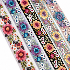 Computer Embroidered Vintage Lace Organza Sequins Trim Decorative Floral Border Ribbon for <b>Bags</b> Garments <b>Sewing</b> Crafts Wholesale - Product Image 1