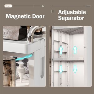 7.87*9.96*52.76 pollici stretto spazio pieghevole armadio portaoggetti in plastica magnetica porta portaoggetti armadietto bagno bagno - Product Image 5