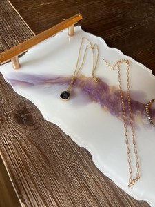 Purple and White Resin <b>Tray</b> with Gold Handles – Handmade Jewelry Display <b>Vanity</b> <b>Tray</b> Decorative Serving <b>Tray</b> Glam Gift for Her - Product Image 6