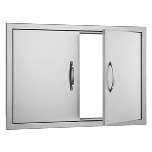 Porta di Accesso BBQ a Incasso in Acciaio Inox 30W X 21H Pollici per Cucina Esterna, Maniglie Verticali e Accessori - Product Image 1