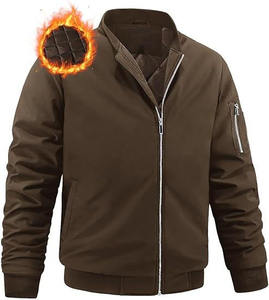 <b>Men's</b> Brown <b>Suede</b> Bomber <b>Jacket</b> Turn-down Collar Zipper Closure Casual Autumn Wear Regular Fit - Product Image 5