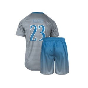 Maillot de football personnalisé pour homme, col en V, avec numéro 23, impression sublimée, bleu gris, manches courtes, kit anti-transpiration - Product Image 3