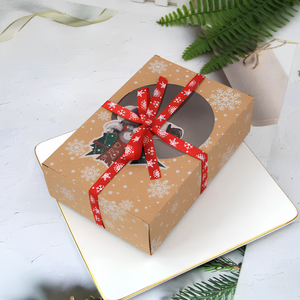 Caja de Regalo Navideña Personalizada de Cartón Kraft con Ventana y Cinta, Embalaje Reciclable para Fiestas, Fabricante OEM ODM - Product Image 6