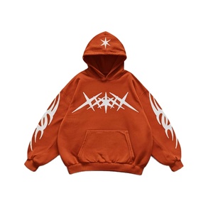 Sudadera con capucha estampada bordada con diseño de llama, 300g, forro polar de algodón pesado, respetuoso con el medio ambiente, ajuste de gran tamaño para ropa informal de calle Unisex - Product Image 1