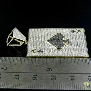 Collier pendentif carte Bling Poker en argent sterling 925 avec VVS Moissanite plaqué rhodium pendentifs fins et bijoux à breloques - Product Image 3