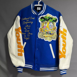 Veste universitaire en laine personnalisée pour hommes, col montant avec manches en cuir, motif dessin animé, style décontracté, taille XL pour l'hiver - Product Image 6