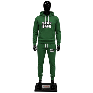 Men Green Tracksuit Custom Printed Pullover <b>Hoodie</b> Jogger Pants Set Casual Streetwear Fleece Sportswear <b>Gym</b> Training Outfit Sale - Product Image 1