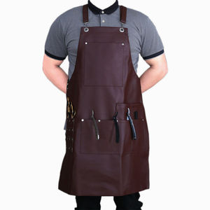 PU Leather Barber <b>Apron</b> with Adjustable Strap Leather Salon <b>Aprons</b> - Product Image 1