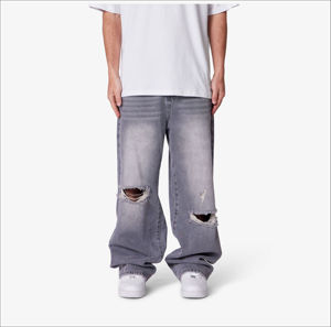 Jeans en denim à jambe large pour hommes, jeans en denim délavé pour hommes, vente en gros pour les acheteurs au détail, approvisionnement direct d'usine - Product Image 1