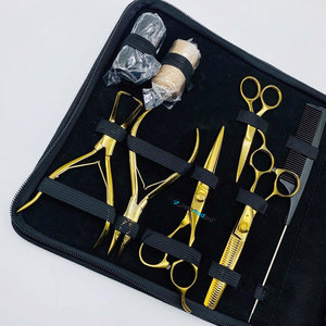 Pince à micro-anneaux professionnelle, ciseaux de coiffure, outils d'extension capillaire en acier inoxydable chirurgical durable doré - Product Image 3