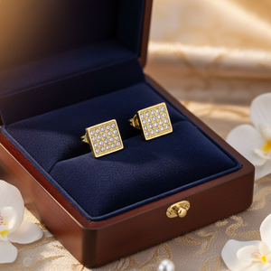0.40 TCW Real Round Cut Diamond <b>Stud</b> <b>Earrings</b> | 14K Gold Square Cluster Design Luxury <b>Fine</b> Jewelry Gift for Women Elegant Style - Product Image 4