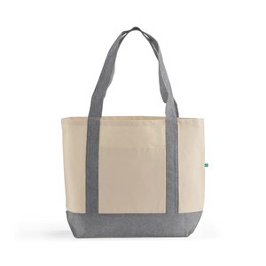 Sac fourre-tout en toile de coton recyclé avec poche avant, sangles verticales, personnalisable avec logo, vente en gros, promotionnel, pour la plage, le marché et le shopping - Product Image 2