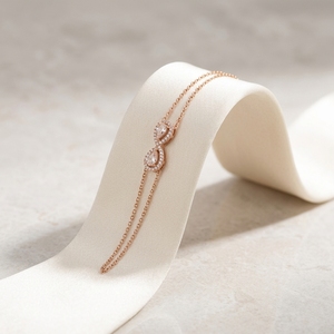 Elegant Pear-Cut Diamond Halo Double Wire <b>Bangle</b> in <b>Solid</b> <b>Gold</b> Shimming Tear Drop Cluster Statement Bracelet Anniversary Gift - Product Image 1