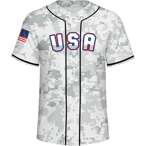 Maillot de baseball USA pour homme, nom du joueur, maille sublimée respirante, manches courtes, toutes saisons, coupe classique, couleur personnalisée, logo personnalisé - Product Image 1