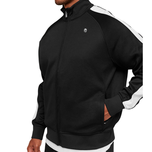 เสื้อแจ็คเก็ตแทร็คสีดำสำหรับผู้ชาย ทรงโอเวอร์ไซส์ ซิปเต็มตัว ชุดกีฬา ชุดออกกำลังกาย ชุดลำลอง ชุดสตรีทแวร์ ชุดแอคทีฟแวร์ เสื้อท่อนบน - Product Image 5