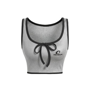 Ostriya International Best Style Custom Logo <b>Women's</b> <b>Tank</b> <b>Tops</b> O-Neck Casual Sleeveless Summer Eco-Friendly Knitted - Product Image 1