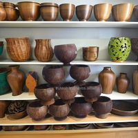 Bol à salade artisanal 100 % naturel en bois de coco, écologique, en bambou, poli à la main, coquille de qualité supérieure, artisanat de décoration intérieure