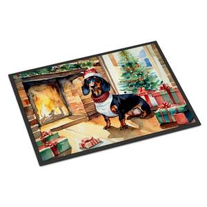 Felpudo navideño acogedor Dachshund antideslizante lavable pila baja 24H X 36W para uso en entrada interior y exterior - Product Image 1
