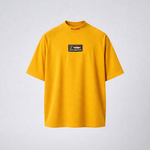 เสื้อยืดผู้ชายผ้าฝ้ายถัก 100% สกรีนโลโก้ได้ คุณภาพสูง ทรงโอเวอร์ไซส์ ไหล่ตก หนัก 250GSM สีเหลือง - Product Image 6