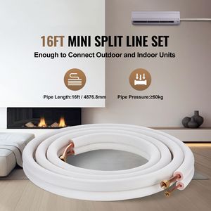 Set di tubi in rame isolati a triplo strato da 16FT per HVAC Mini Split, 1/4" e 1/2" D.E., per climatizzazione/riscaldamento - Product Image 2