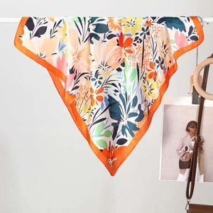Pañuelo Floral Colorido de 68 cm para Mujer, Pañuelo Fino de Seda para Primavera/Verano, Elegante, Versátil, para la Cabeza o como Chal - Product Image 5
