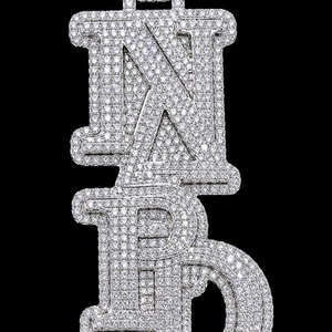 Colgante Personalizado de Lujo con Letra del Alfabeto, Chapado en Oro Blanco, con Incrustaciones de Moissanita de Corte Brillante, Estilo Hip Hop - Product Image 5