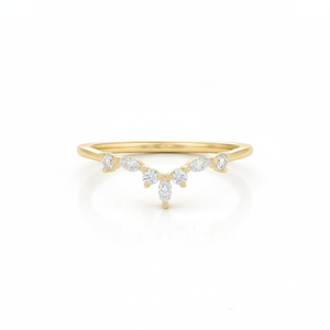 IGI Certified DEF Color VS VVS Clarity Lab Created Diamond Curved Chevron Wedding Party <b>Stacking</b> Ring 10K 14K Solid Yellow Gold - Product Image 2