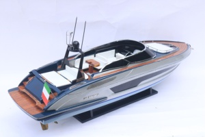 Modèle de bateau rapide de luxe Rivale 56, modèle en bois fait main, yacht à moteur moderne, objet de collection, décoration artistique - Product Image 3