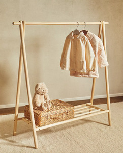 Wooden Clothing <b>Rack</b> Foldable <b>Garment</b> <b>Rack</b> With Hanging Rod - Open Wardrobe For Laundry, Bedroom And Entryway - Product Image 6