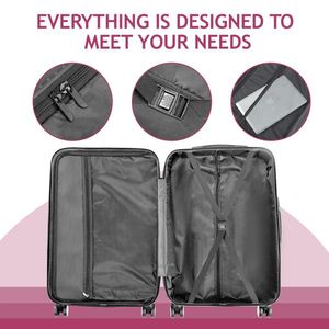 Set di Valigie da Viaggio in Alluminio 3 in 1, Colore Viola Fumé con Strisce Verticali Curve, Leggero e alla Moda - Product Image 6