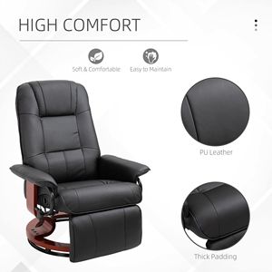 Poltrona Reclinabile Girevole in Ecopelle Nera con Poggiapiedi Regolabile per il Relax Femminile nel Soggiorno - Product Image 6