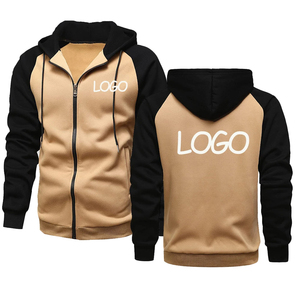 Sweat-shirt à capuche zippé raglan en molleton noir et bleu pour homme, vêtement de sport décontracté, veste de course, grandes tailles - Product Image 2