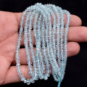 Cuentas facetadas de aguamarina AAA+ de 3mm-5mm, cuentas sueltas de aguamarina natural semipreciosa para la elaboración de joyería. - Product Image 2