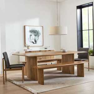 Solid Wood Dining Table <b>Set</b> with <b>Bench</b>, Modern Rectangular Wooden Furniture, Contemporary <b>Kitchen</b> Dining <b>Set</b> for Home - Product Image 4