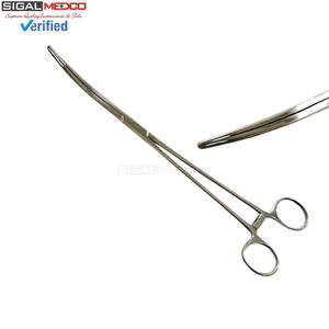 Lot de 2 pinces hémostatiques manuelles 14 pouces, à mâchoires courbées, droites ou dentelées, en acier inoxydable, à verrouillage, pour chirurgie générale et pêche - Product Image 3