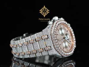 นาฬิกาโครโนกราฟหรูหราประดับเพชร Pahal Jewels รุ่น Unisex ขนาด 40 มม. ตัวเรือนสแตนเลสสตีล ระบบอนาล็อก รุ่นลิมิเต็ดอิดิชั่น ดีไซน์ทันสมัย - Product Image 3