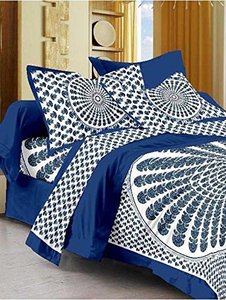 Peacock Mandala 100 % Cotton <b>Queen</b> <b>Bed</b> <b>Sheet</b> Bedding Bedcover Home Decor Top Quality Sanganeri Print By Indian Consigners - Product Image 5