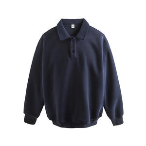 Custom Mens Sweatshirt Heavyweight High Quality Trendy Retro Lapel Sweatshirt Solid Color <b>Long</b>-<b>sleeved</b> <b>Top</b> - Product Image 2