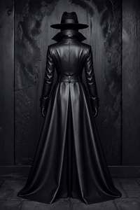 Robe corset en cuir véritable noir avec longue cape et laçage sur le devant, robe longue de Eoin Winston Sports, fabriquée au Pakistan - Product Image 3