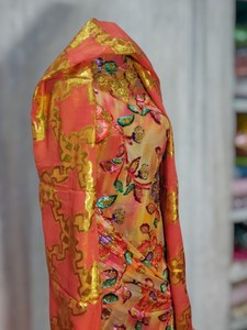 Tela de terciopelo Maqbal de lujo con estampado floral de melocotón, tela de jacquard somalí de primera calidad, material para vestidos de novia para niñas y mujeres - Product Image 2