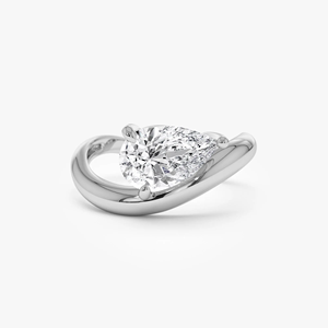 Anillo de Compromiso Unisex de Diamante Sintético Corte Pera de 1.5 Quilates, Chapado en Platino y Oro Blanco de 14k, Estilo Clásico, Certificado IGI - Product Image 1