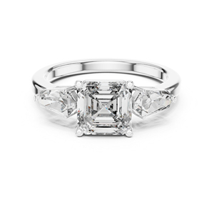 แหวนหมั้นเพชรทรง Asscher และ Kite เพาะเลี้ยงในห้องปฏิบัติการ ทองคำโรสโกลด์ 14K สำหรับผู้หญิง |   เพชรที่เพิ่งเพาะเลี้ยง - Product Image 5