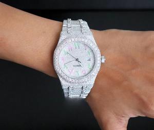 Reloj de Lujo Estilo Hip Hop con Diamantes, Cuarzo, Acero Inoxidable, Movimiento Seiko, Números Arábigos Arcoíris - Product Image 3