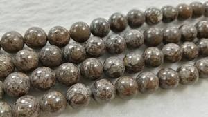 ลูกปัดหินออบซิเดียนสีน้ำตาลลายเกล็ดหิมะทรงกลม หินธรรมชาติ สำหรับทำเครื่องประดับ DIY ขายส่ง - Product Image 2