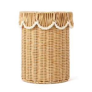 Handwoven Natural Rattan Trash Can Eco-Friendly Waste Paper Basket Classic Open Top Garbage <b>Bin</b> <b>Bedroom</b> Storage Basket - Product Image 3