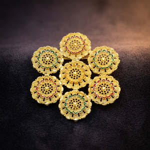 Wholesale Fashion <b>Brooches</b> 14K 18K 24K Micron Gold Forming <b>Brooches</b> or Saree <b>Pin</b> Traditional Dubai Style Bridal Wedding <b>Brooches</b> - Product Image 5