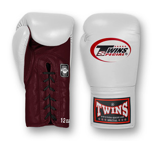 Latest Model Twins Custom Made Logo Black & Burgundy Laced Up Sparring Adult Fighting Genuine Leather Boxing Gloves - Product Image 3