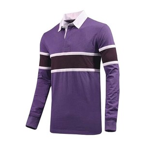 Chemise de rugby à manches longues pour homme en coton tricoté respirant, tissu 220g, broderie de logo personnalisée, haute qualité, couleur contrastée - Product Image 3